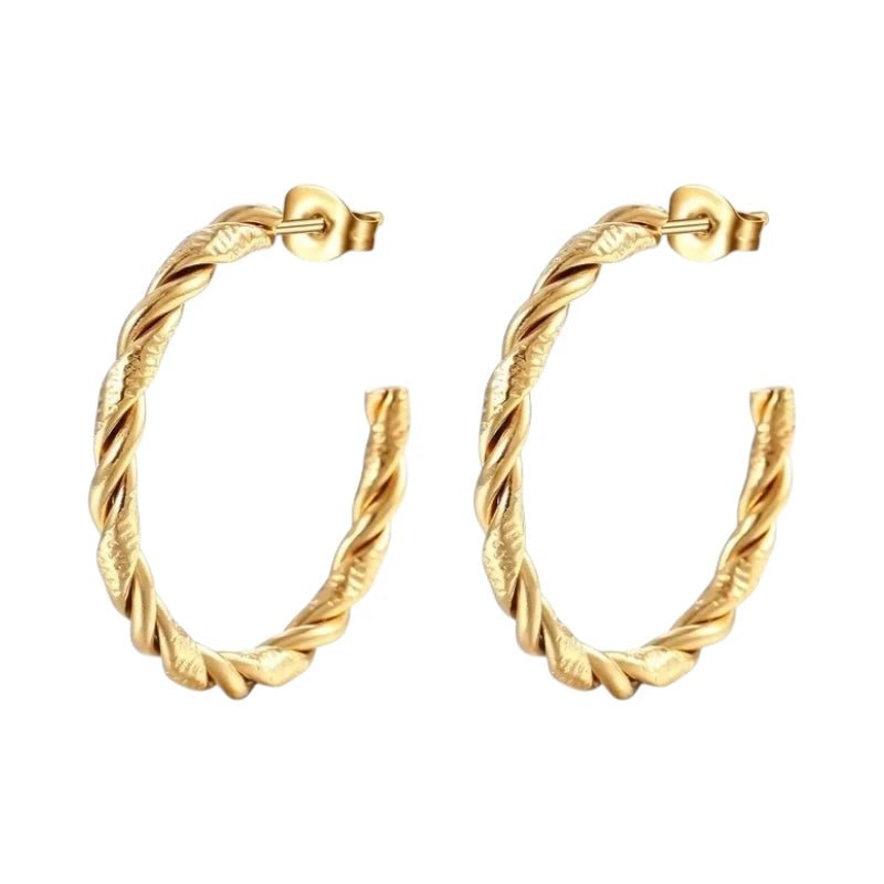 Twisted Hoepel Oorstekers 30mm - Goud- of Zilverkleurig - RVS - Zilverkleur -
