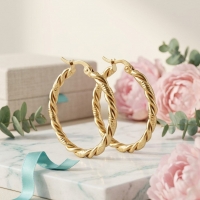 Goudkleurige Hoepel Oorringen 30mm - RVS - Elegant & Trendy -