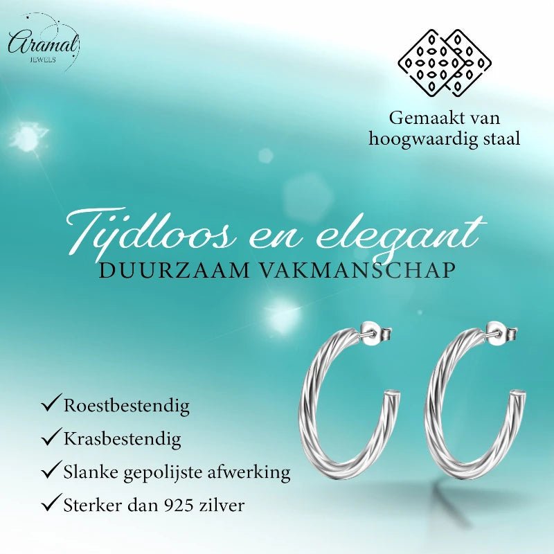 Hoepel Oorstekers 30mm - RVS - Zilver & Goudkleur - Zilverkleur -