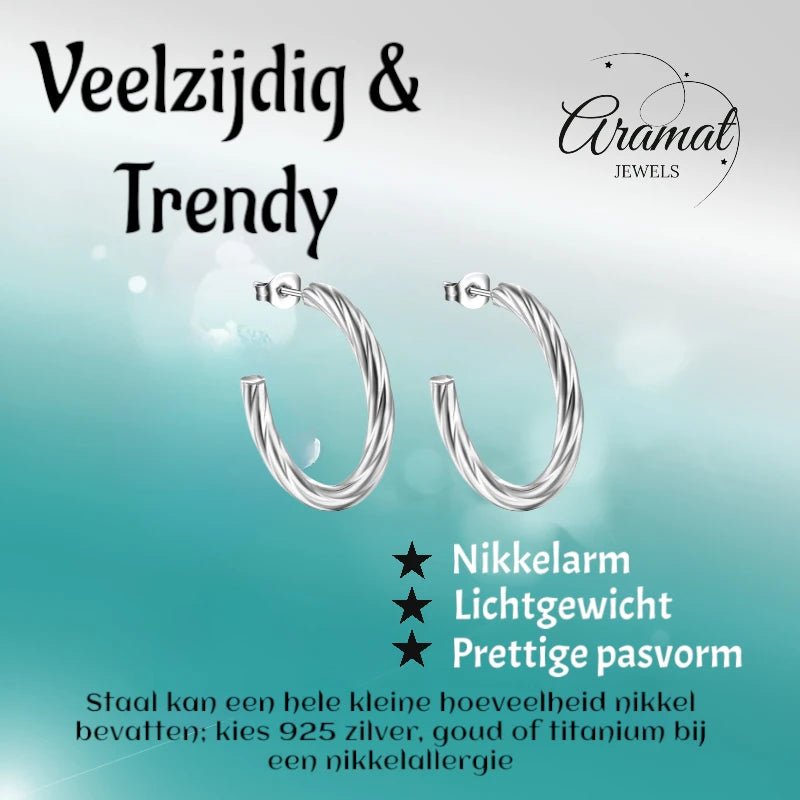 Hoepel Oorstekers 30mm - RVS - Zilver & Goudkleur - Zilverkleur -