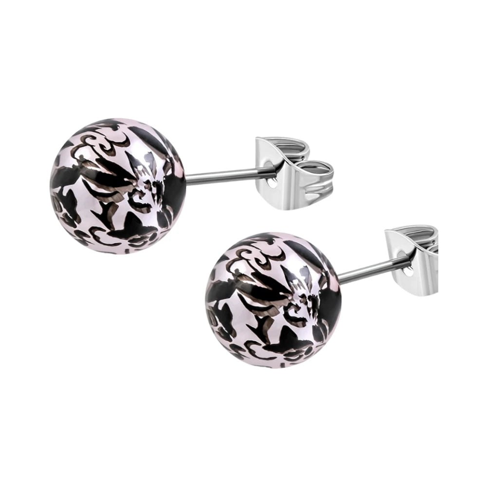 Ronde Spetter Oorbellen 6mm - Zwart/Roze - Uniek -