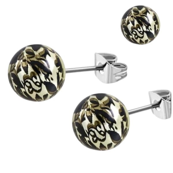 Ronde Spetter Oorbellen 6mm - Zwart/Lichtgroen - Uniek -
