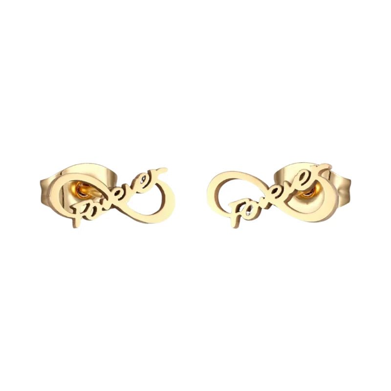 Stalen Infinity Oorbellen 11x5mm - Goudkleur - Forever -