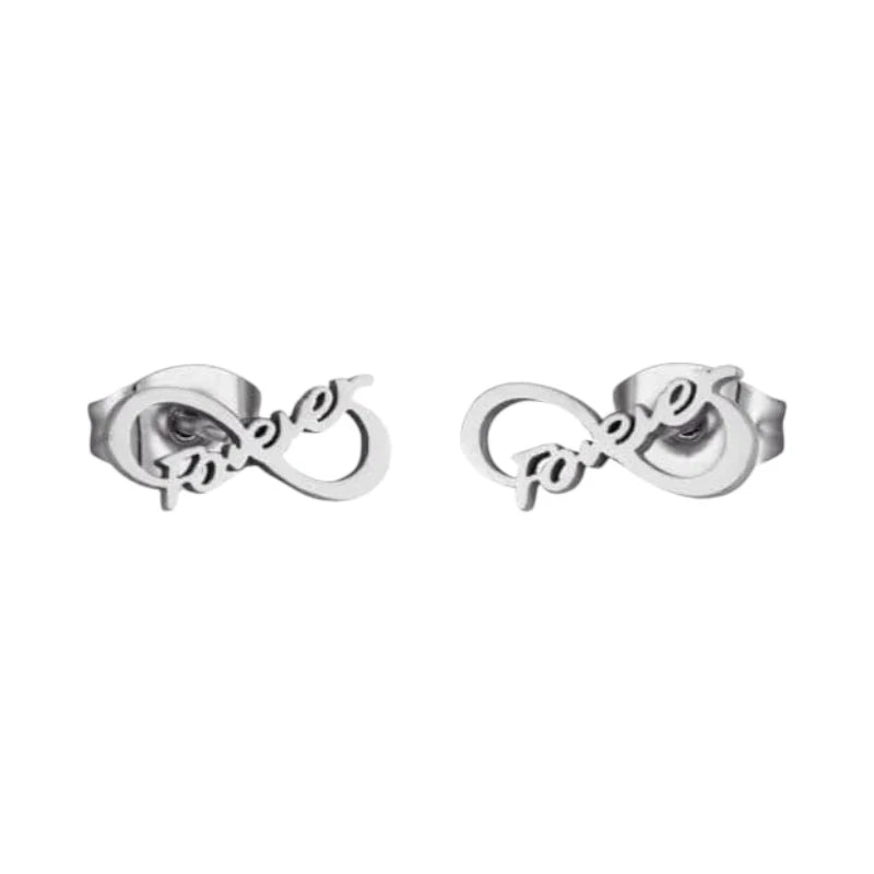 Stalen Infinity Oorbellen 11x5mm - Zilverkleur - Forever -
