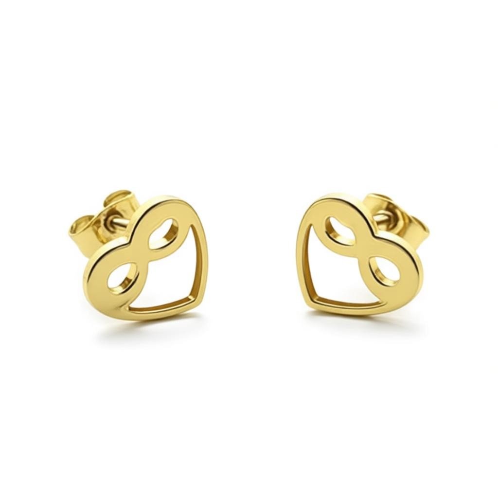 RVS Infinity Oorbellen Goudkleur met Hartje 9x4mm - Forever Symbool -