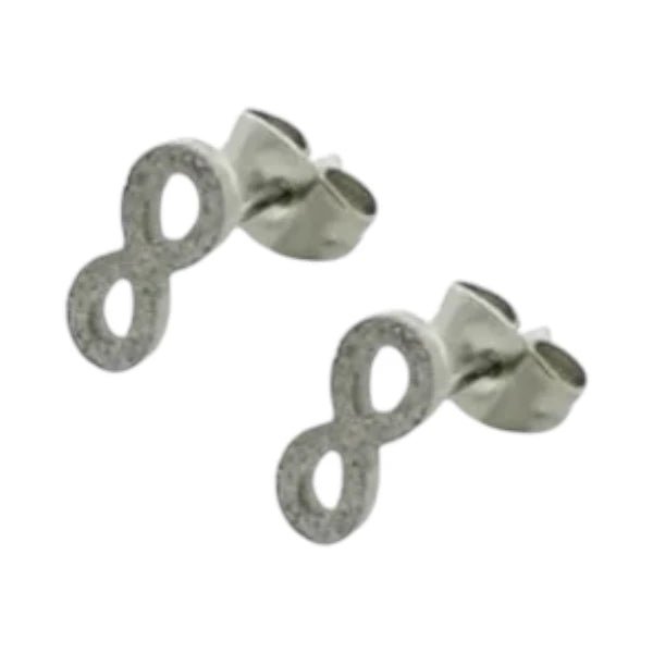 Stalen Infinity Oorbellen - Zilverkleur - 11x4mm -