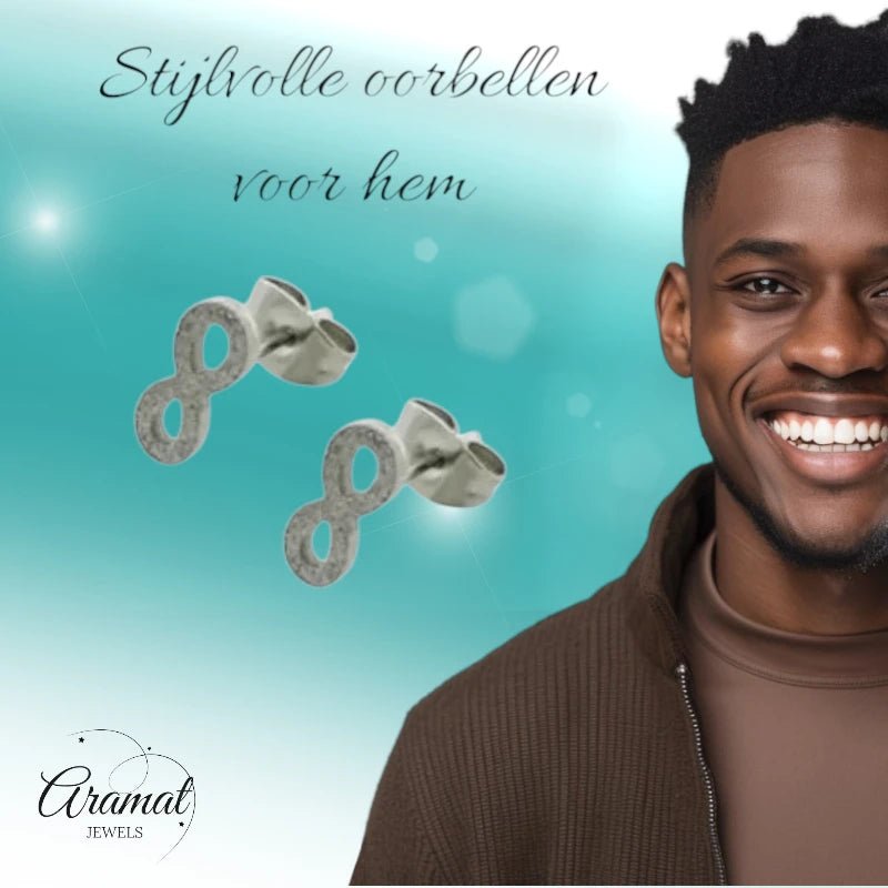 Stalen Infinity Oorbellen - Zilverkleur - 11x4mm -