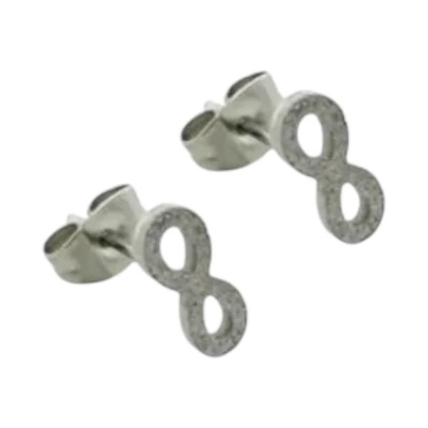 Stalen Infinity Oorbellen - Zilverkleur - 11x4mm -
