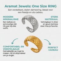 RVS Damesring Verstelbaar &acirc;&euro;&ldquo; Ruitjes Patroon - one size - Zilverkleur -