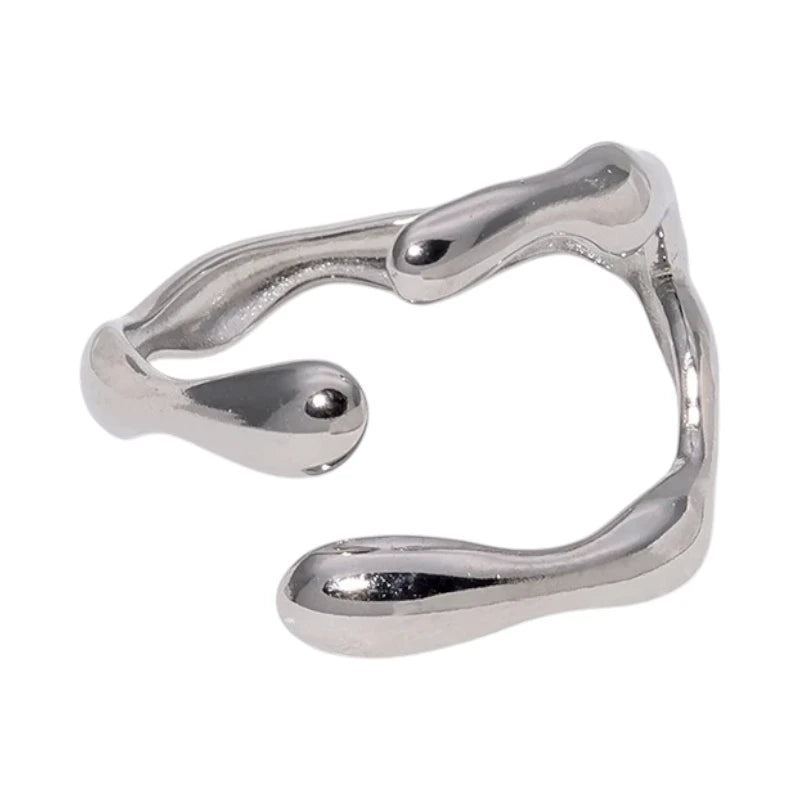 RVS Damesring Verstelbaar &acirc;&euro;&ldquo; Grillige Brede Open Ring &acirc;&euro;&ldquo; 16 mm -