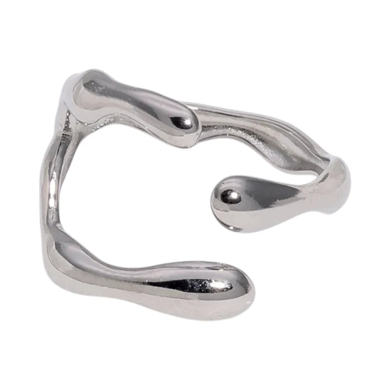 RVS Damesring Verstelbaar &acirc;&euro;&ldquo; Grillige Brede Open Ring &acirc;&euro;&ldquo; 16 mm -