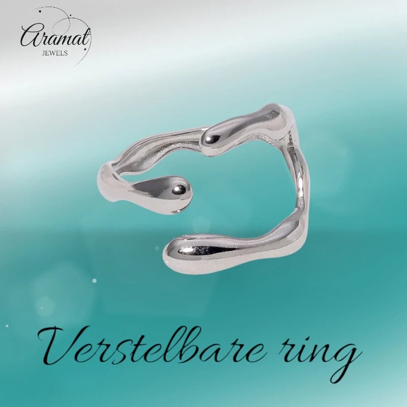 RVS Damesring Verstelbaar &acirc;&euro;&ldquo; Grillige Brede Open Ring &acirc;&euro;&ldquo; 16 mm -