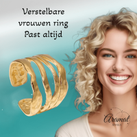 RVS Damesring Verstelbaar &acirc;&euro;&ldquo; 4 Grillige Lijnen &acirc;&euro;&ldquo; 17 mm - Zilver