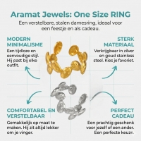 RVS Damesring Verstelbaar &acirc;&euro;&ldquo; Ovale Bewerkte Schakels &acirc;&euro;&ldquo; One Size