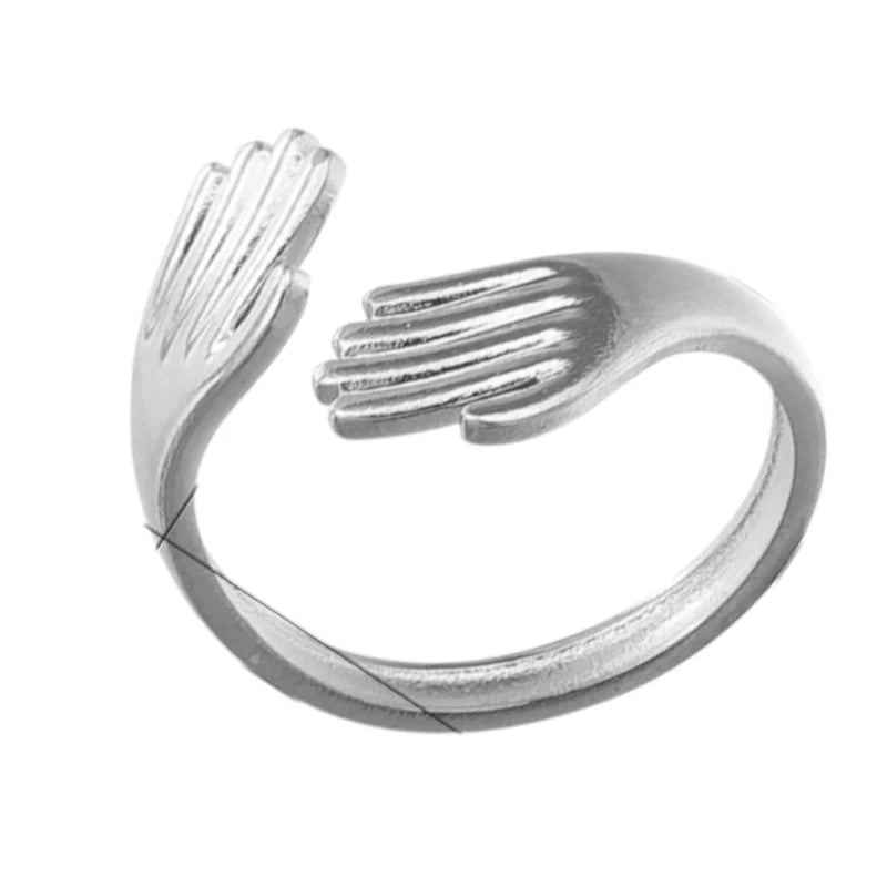 RVS Damesring Verstelbaar &acirc;&euro;&ldquo; 2 Handjes &acirc;&euro;&ldquo; One Size - Zilverkleur