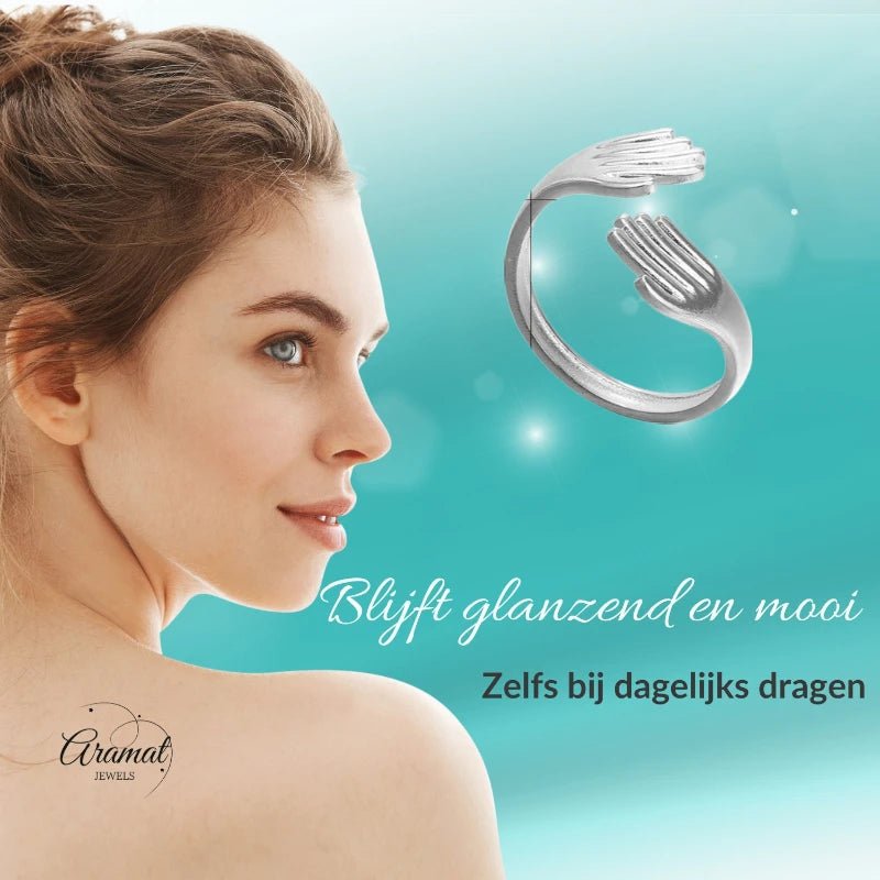 RVS Damesring Verstelbaar &acirc;&euro;&ldquo; 2 Handjes &acirc;&euro;&ldquo; One Size - Zilverkleur