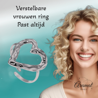 Brede Damesring Verstelbaar &acirc;&euro;&ldquo; Groot Open Hartje &acirc;&euro;&ldquo; One Size - Z
