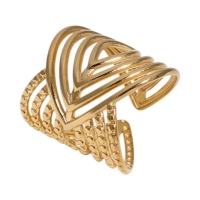 Brede Damesring Verstelbaar &acirc;&euro;&ldquo; Open Ring met Lijnen &acirc;&euro;&ldquo; 23 mm - G