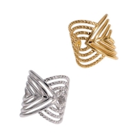 Brede Damesring Verstelbaar &acirc;&euro;&ldquo; Open Ring met Lijnen &acirc;&euro;&ldquo; 23 mm - G