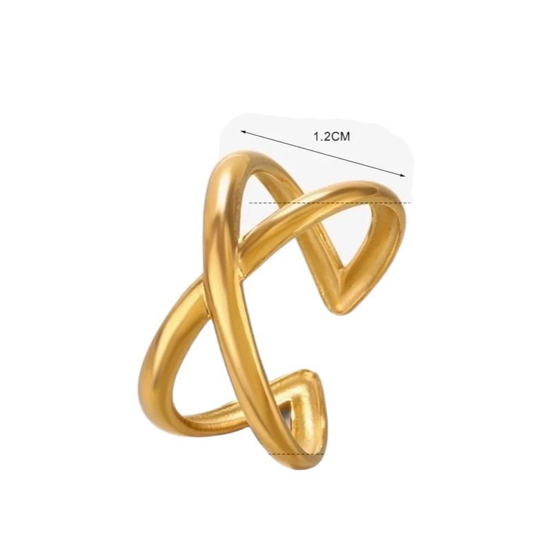 Damesring Verstelbaar &acirc;&euro;&ldquo; Open Gekruisde Ring &acirc;&euro;&ldquo; One Size - Goudk