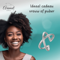 Damesring Verstelbaar &acirc;&euro;&ldquo; Open Gekruisde Ring &acirc;&euro;&ldquo; One Size - Goudk