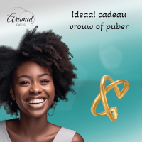 Damesring Verstelbaar &acirc;&euro;&ldquo; Open Gekruisde Ring &acirc;&euro;&ldquo; One Size - Goudk