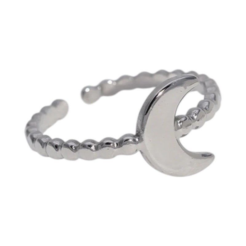 Damesring Verstelbaar &acirc;&euro;&ldquo; Open Ring met Maantje & Dots &acirc;&euro;&ldquo; One