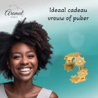 Damesring Verstelbaar &acirc;&euro;&ldquo; Bloemetjes Schakels &acirc;&euro;&ldquo; One Size - Goudk