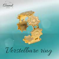 Damesring Verstelbaar &acirc;&euro;&ldquo; Bloemetjes Schakels &acirc;&euro;&ldquo; One Size - Goudk