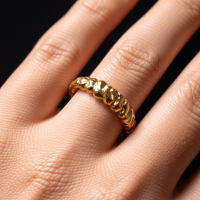 Damesring Verstelbaar &acirc;&euro;&ldquo; Open Ring met Motief &acirc;&euro;&ldquo; One Size - Goud