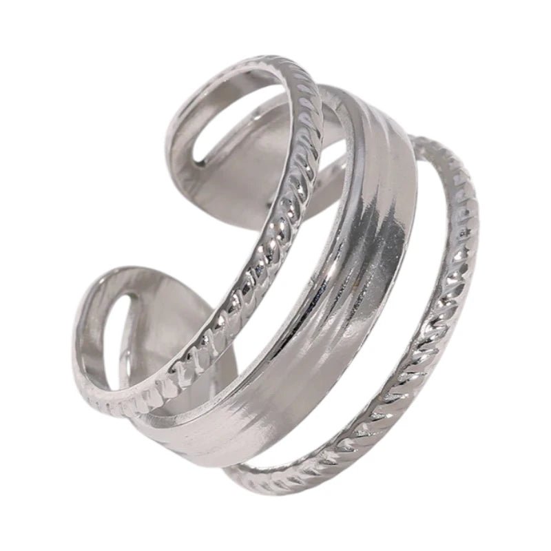 Damesring Verstelbaar - Open Ring Mode Streep - One Size - Goudkleur -