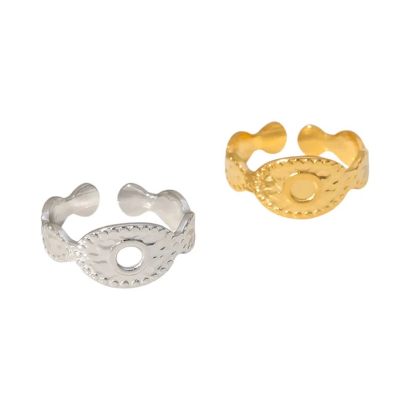 RVS Verstelbare Ring - Oog Motief met Dots - One Size - Goudkleur -