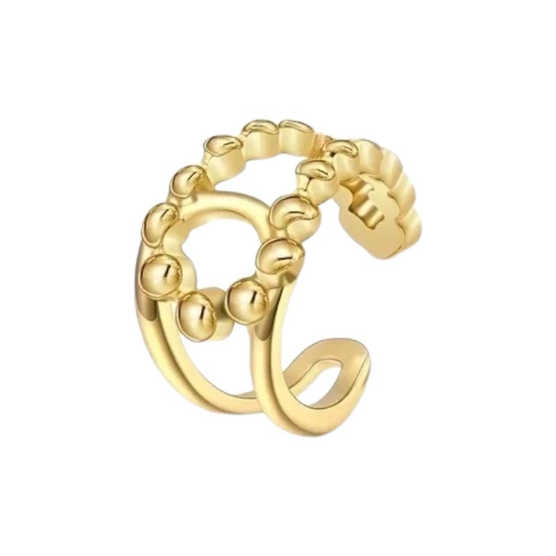 RVS Verstelbare Ring - Geknoopt Dot Motief - One Size - Goudkleur -