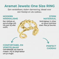 RVS Verstelbare Ring - Geknoopt Dot Motief - One Size - Goudkleur -
