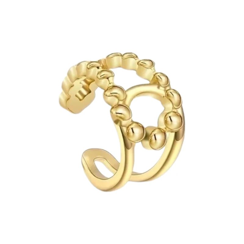 RVS Verstelbare Ring - Geknoopt Dot Motief - One Size - Goudkleur -