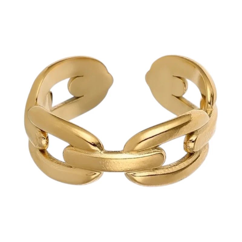 RVS Verstelbare Open Ring - Koffieboon Schakel - One Size - Goudkleur -