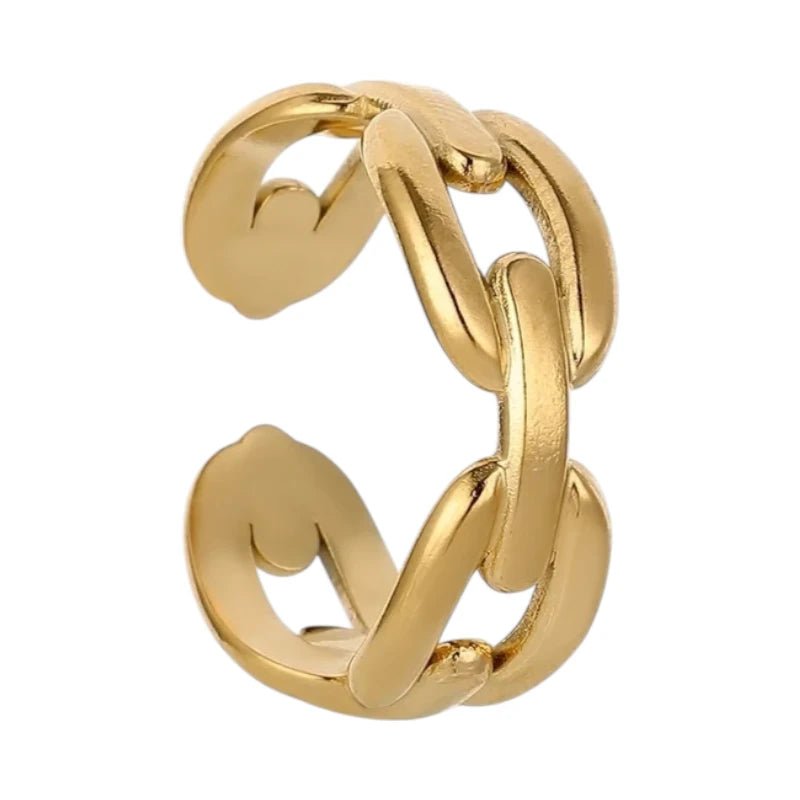 RVS Verstelbare Open Ring - Koffieboon Schakel - One Size - Goudkleur -