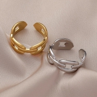 RVS Verstelbare Open Ring - Koffieboon Schakel - One Size - Goudkleur -