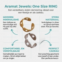 RVS Verstelbare Open Ring - Koffieboon Schakel - One Size - Goudkleur -