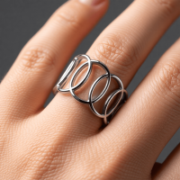 RVS Verstelbare Open Ring - Overlappende Ovalen - One Size - Goudkleur -