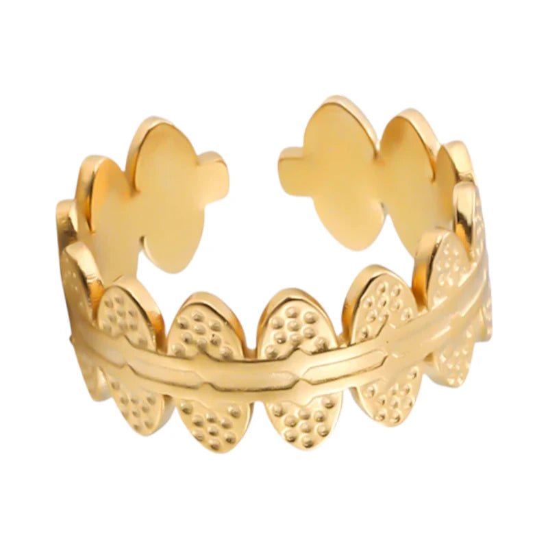 RVS Verstelbare Open Ring - Ovale Schakels - One Size - Goudkleur -