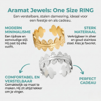 RVS Verstelbare Open Ring - Ovale Schakels - One Size - Goudkleur -