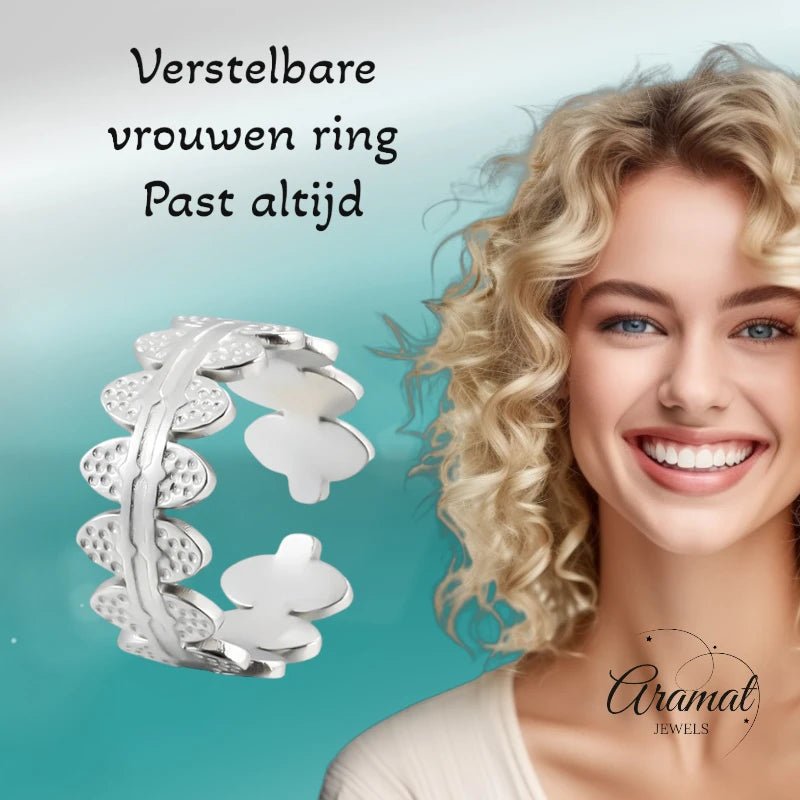 RVS Verstelbare Open Ring - Ovale Schakels - One Size - Goudkleur -