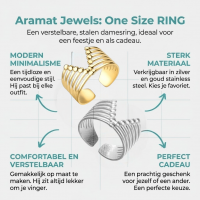 Stalen Verstelbare Open Ring - V-Shape & Dots - One Size - Goudkleur -