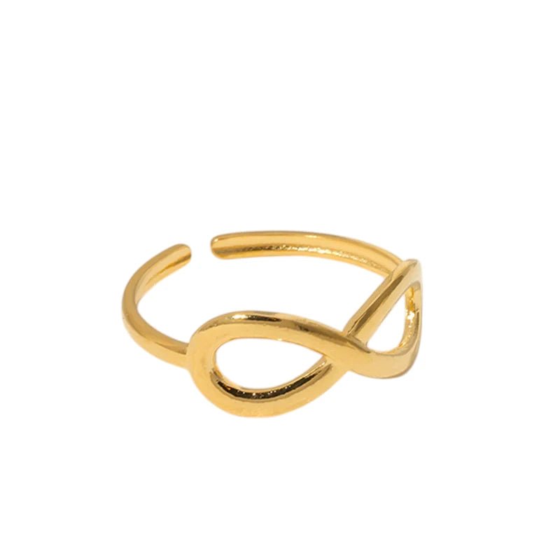 Stalen Verstelbare Open Ring - Infinity Symbool - One Size - Goudkleur -