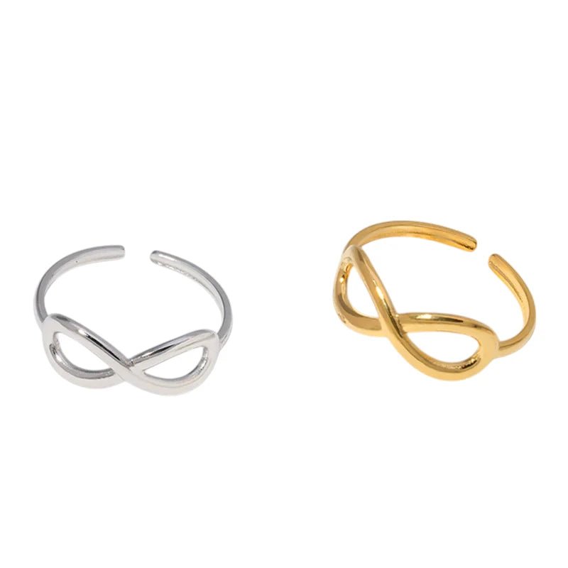 Stalen Verstelbare Open Ring - Infinity Symbool - One Size - Goudkleur -