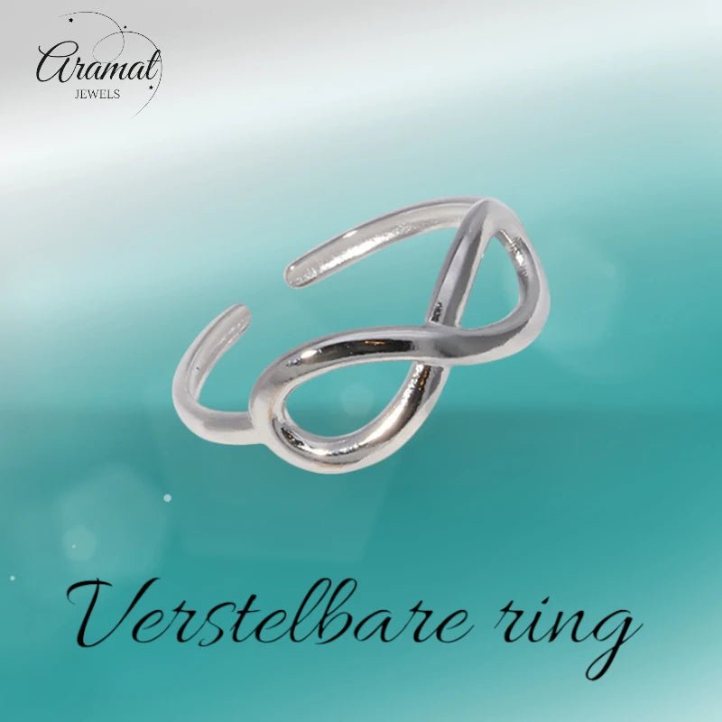 Stalen Verstelbare Open Ring - Infinity Symbool - One Size - Goudkleur -