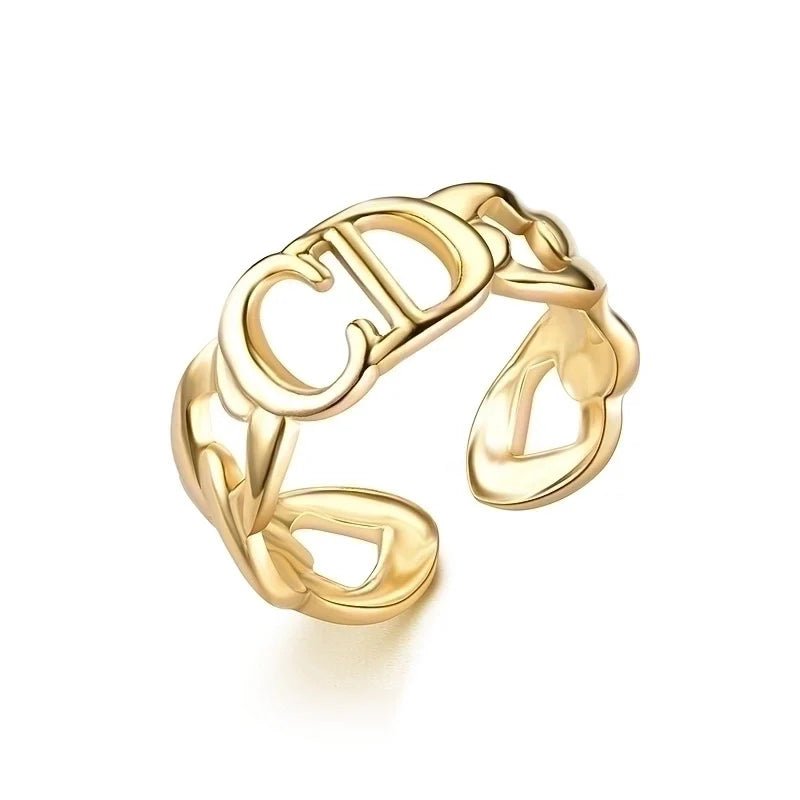 Stalen Verstelbare Open Ring - CD & Schakels - One Size - Goudkleur -