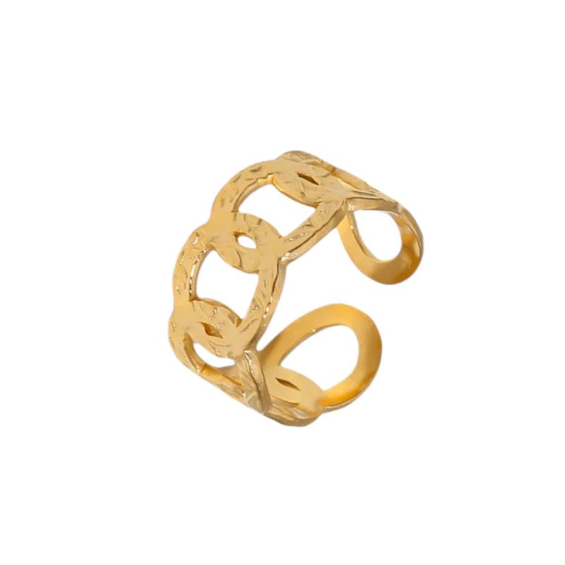 Stalen Verstelbare Open Ring - Bewerkte Schakels - 10mm - Goudkleur -