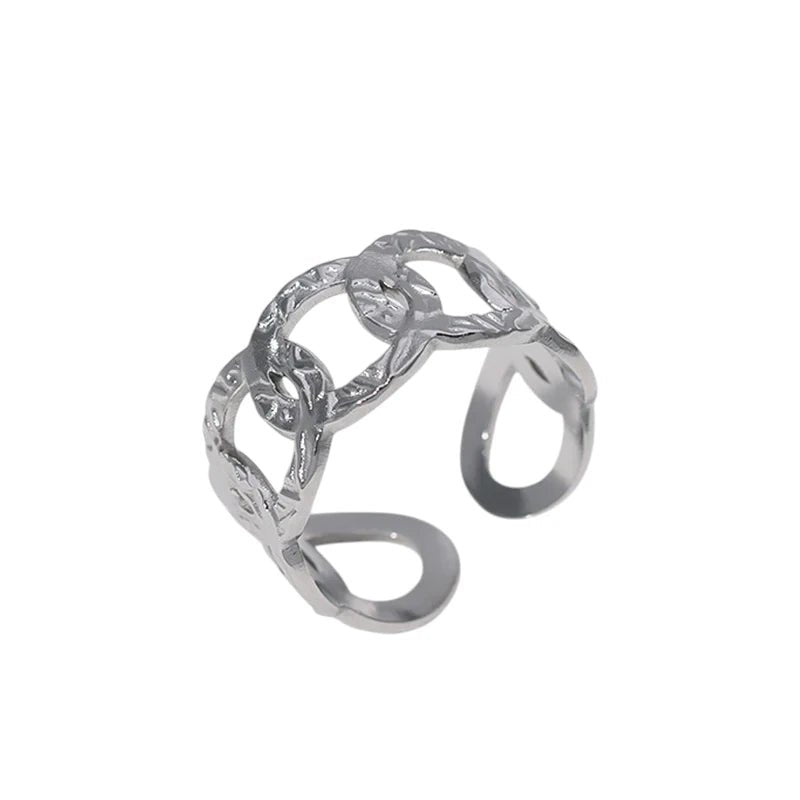 Stalen Verstelbare Open Ring - Bewerkte Schakels - 10mm - Goudkleur -